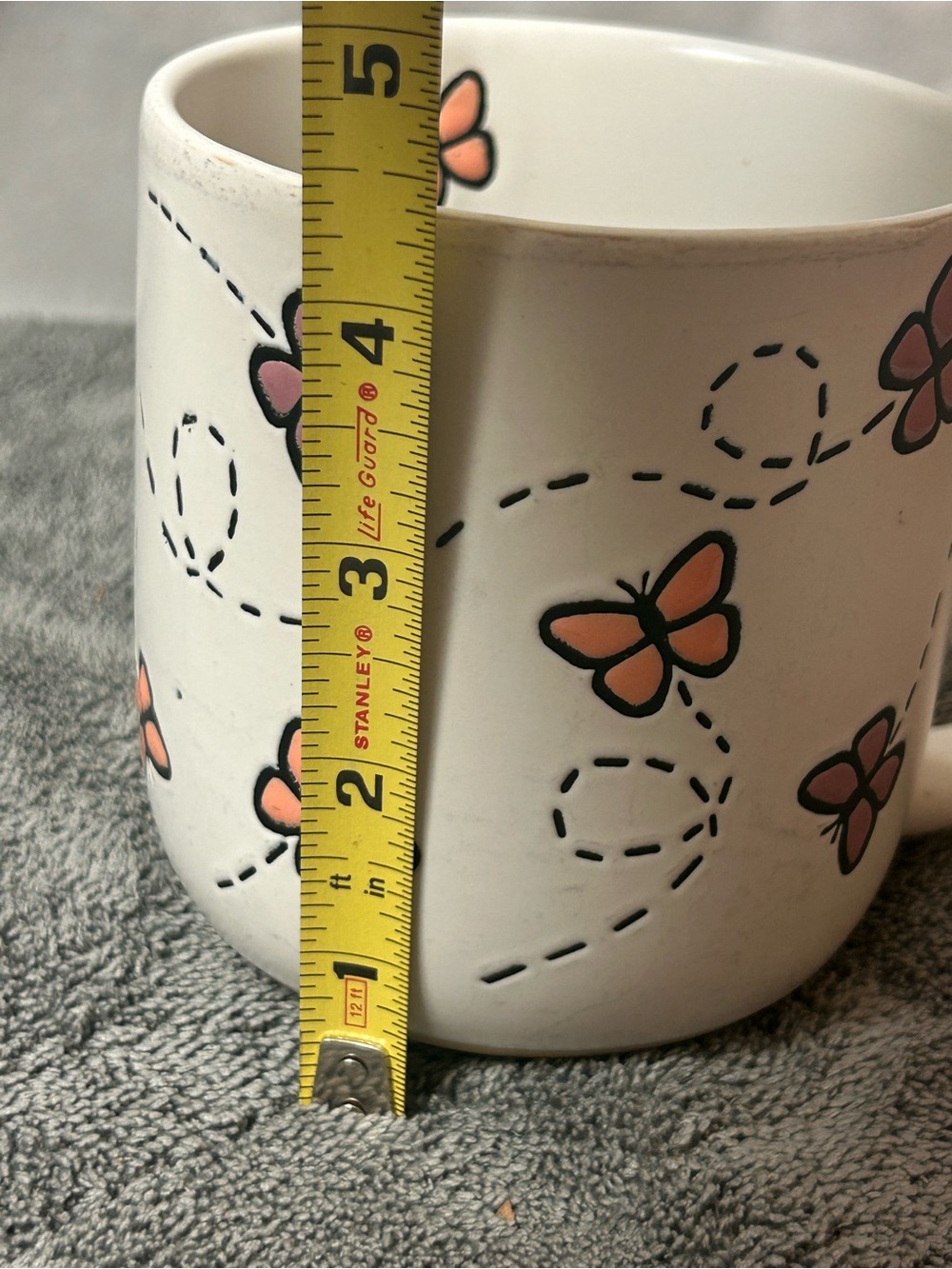 White Butterfly Ceramic Mug - Pink & Orange Accent - Picture 7 of 8